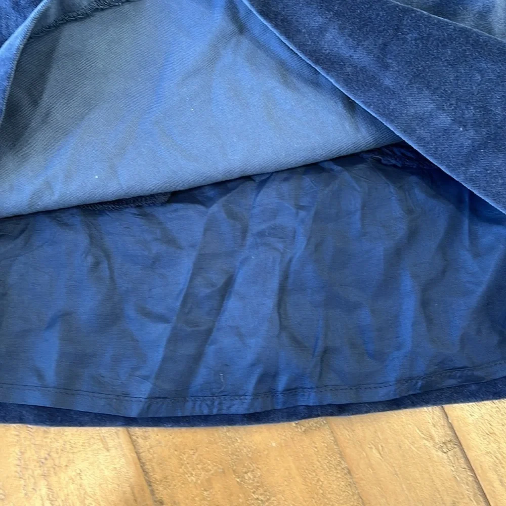 Mini Boden blue button front velvet shift dress